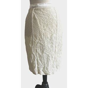 Downeast Cream Lace Skirt Sz 6 Womens (Small) Pencil Below the Knee